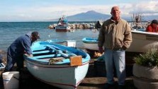 Italy, Sorrento, Porto Vecchio, fishermen and Vesuvius. italian gourmet travel, photographer jane gifford, your exclusive photographic travel guide to Italy