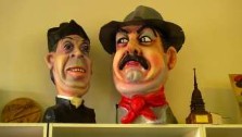 Italy, Emilia Romagna, Brescello, Models of Don Camillo and Peppone at the Don Camillo and Peppone Museum, italian gourmet travel - your exclusive photographic travel guide to italy, photographer jane gifford
